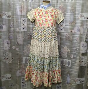 Malley Too Dallas Vintage Tiered Boho Prairie Cottagecore Maxi Dress Size 16